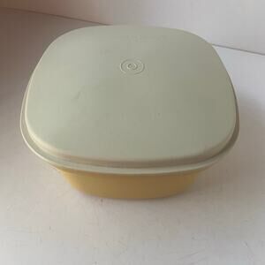 Vintage Tupperware Square Microwave Steamer 3 Piece Set Harvest Gold 888-10 GUC